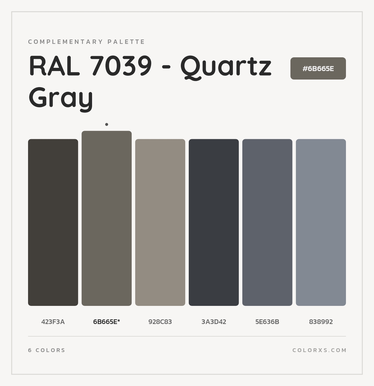 RAL 7039 - Quartz Gray - Complementary Color Palette