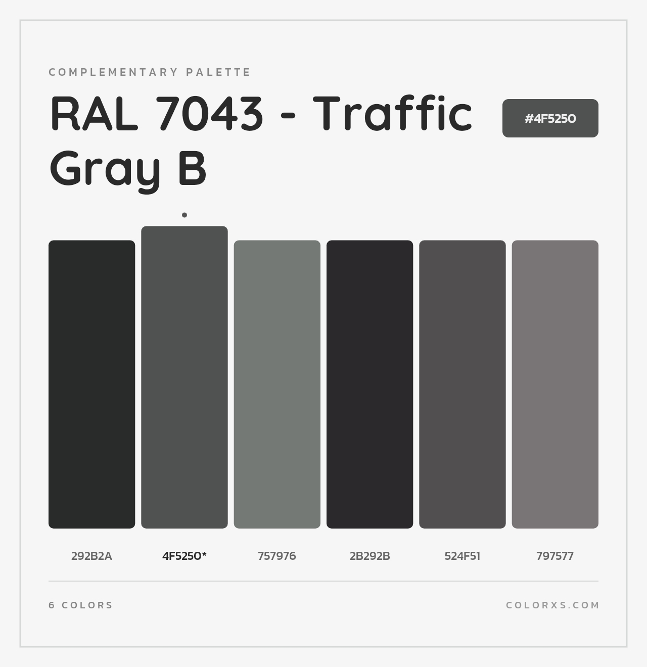 RAL 7043 - Traffic Gray B - Complementary Color Palette