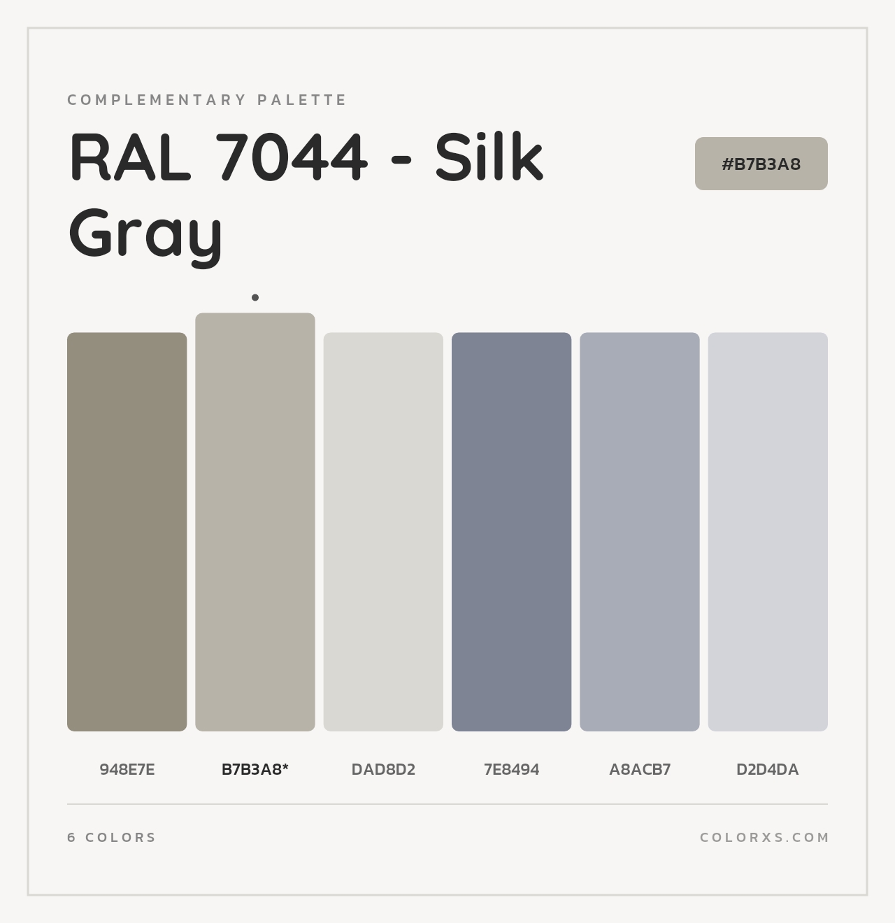 RAL 7044 - Silk Gray - Complementary Color Palette