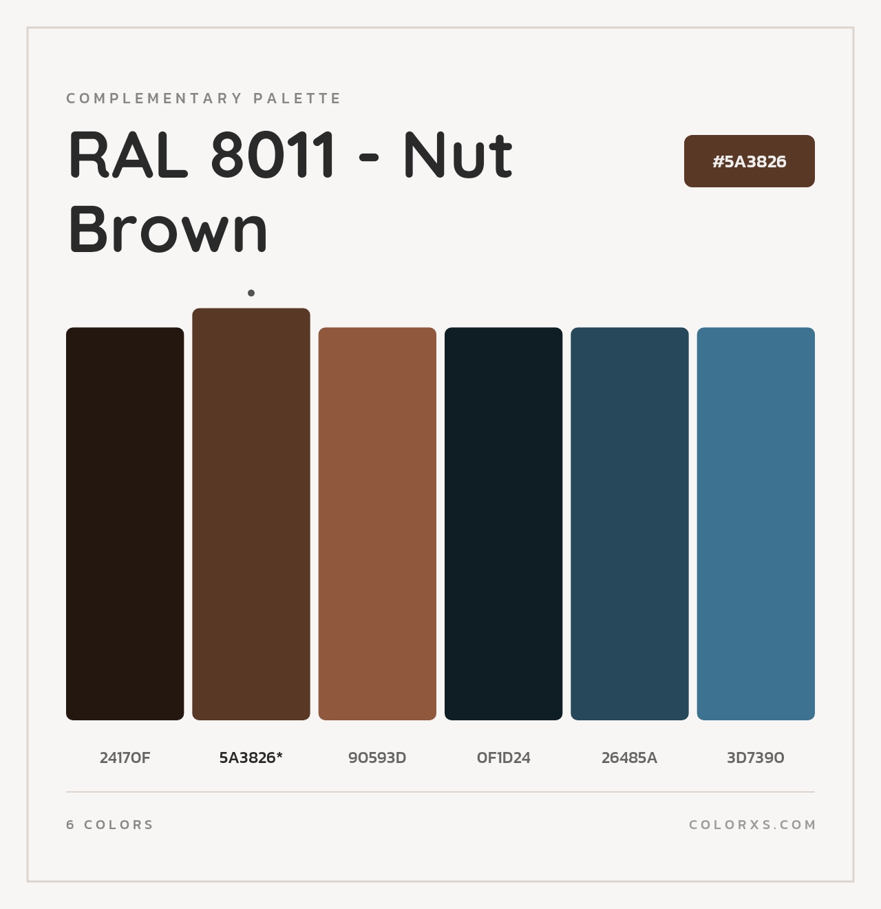 RAL 8011 - Nut Brown - Complementary Color Palette