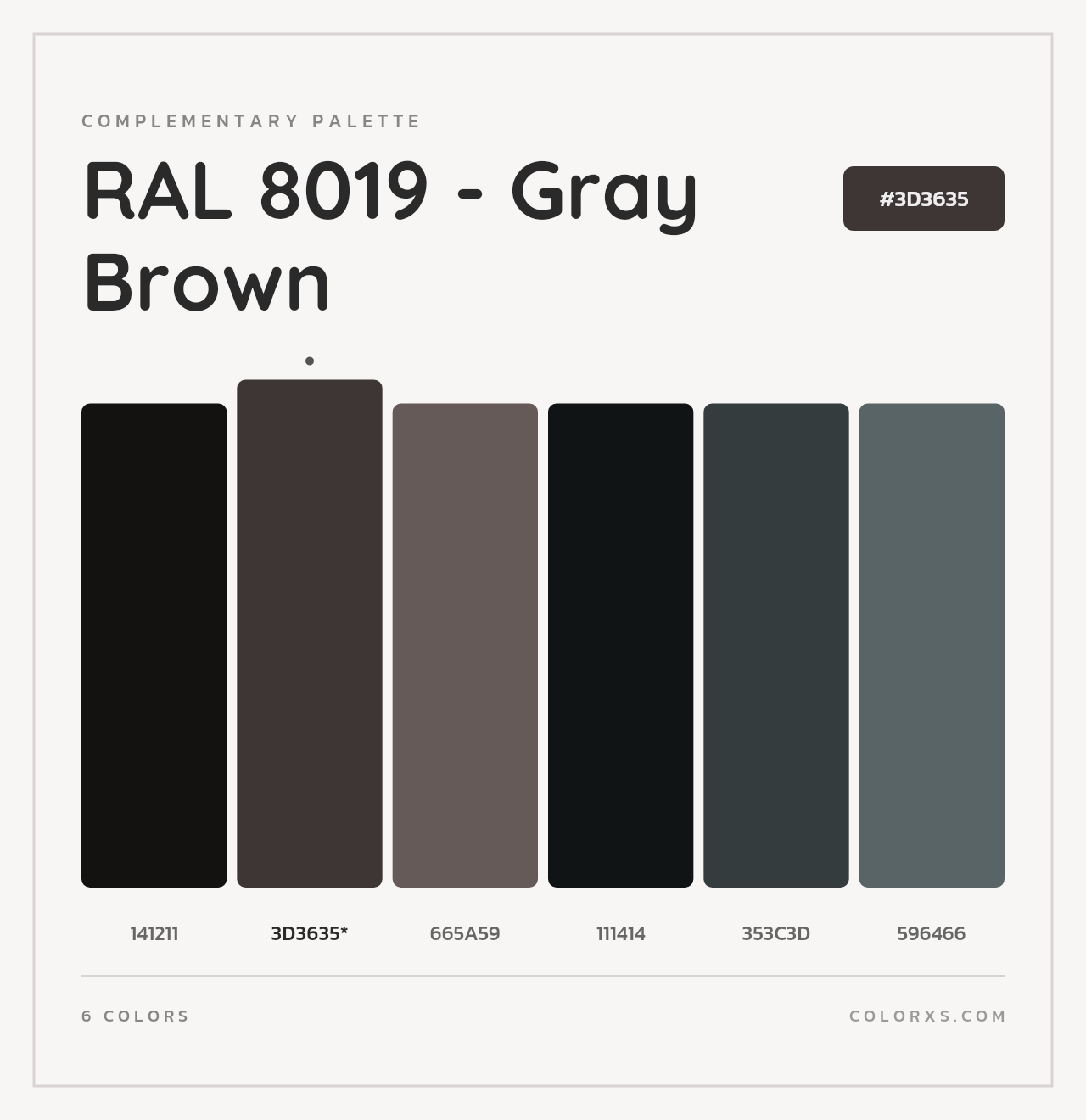 RAL 8019 - Gray Brown - Complementary Color Palette