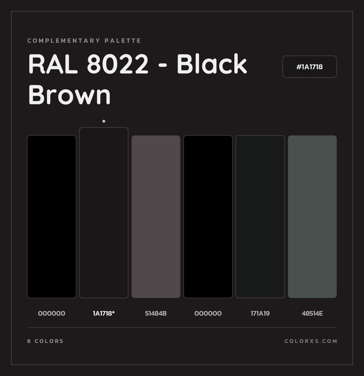 RAL 8022 - Black Brown - Complementary Color Palette