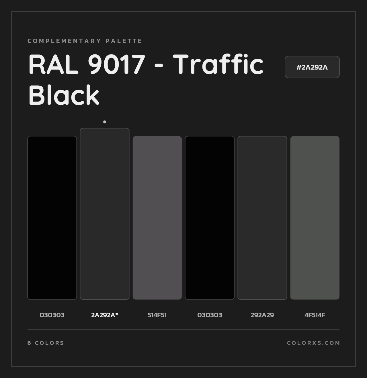 RAL 9017 - Traffic Black - Complementary Color Palette