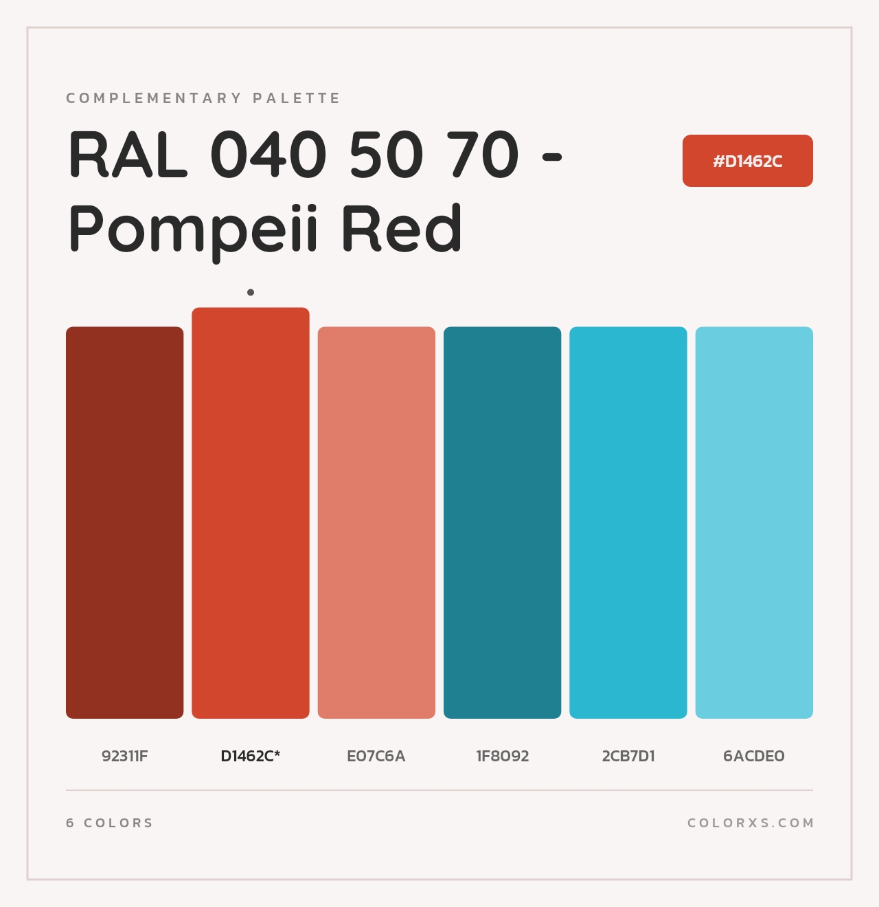 RAL 040 50 70 - Pompeii Red - Complementary Color Palette
