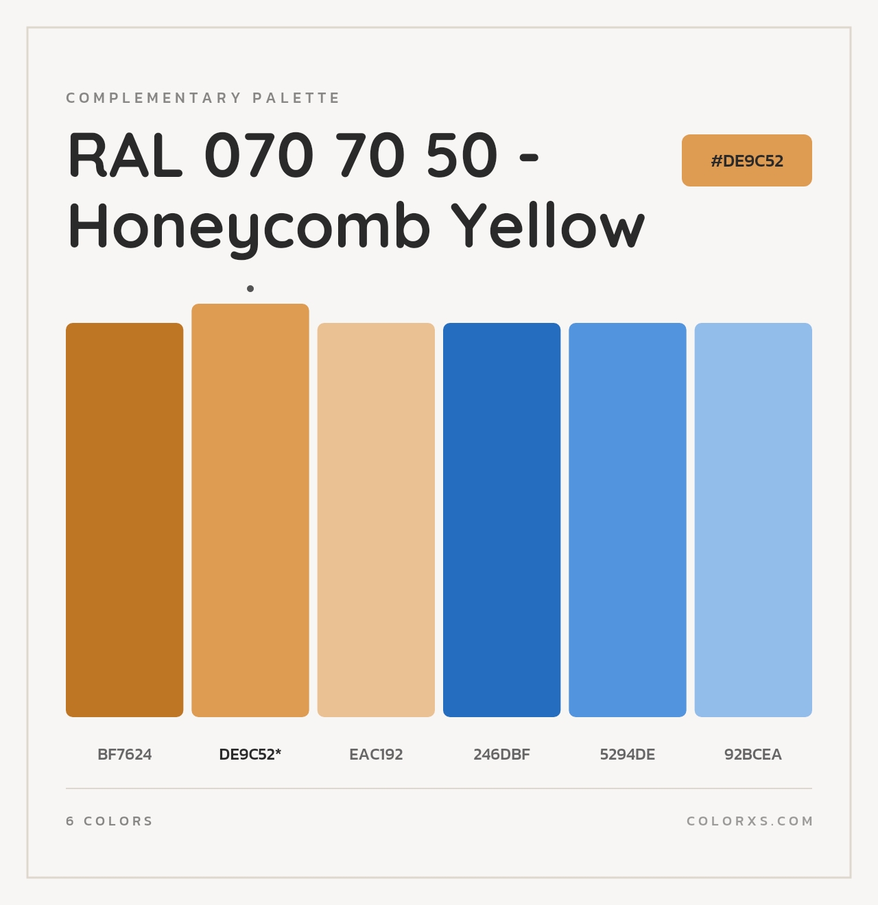 RAL 070 70 50 - Honeycomb Yellow - Complementary Color Palette