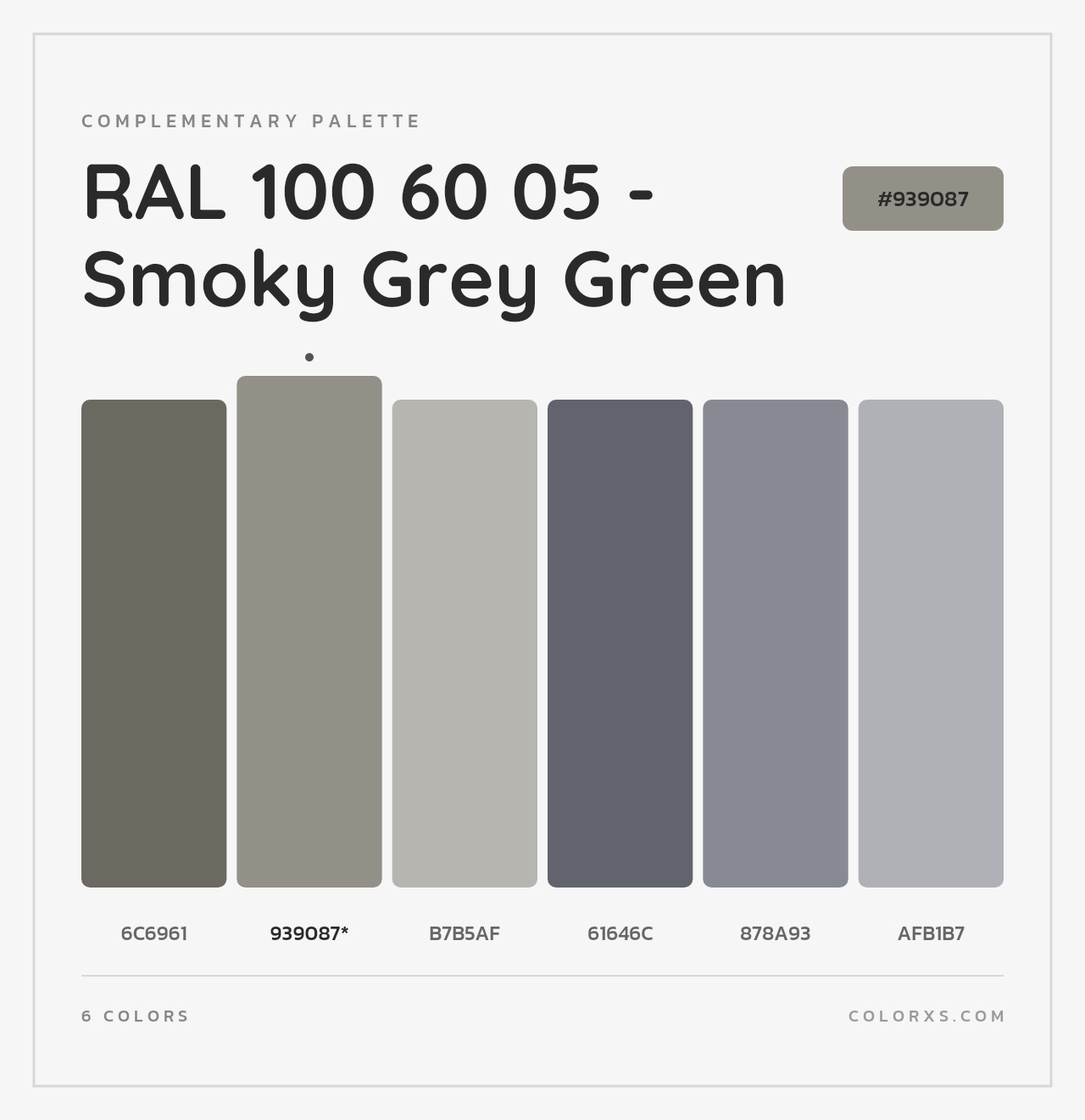 RAL 100 60 05 - Smoky Grey Green - Complementary Color Palette