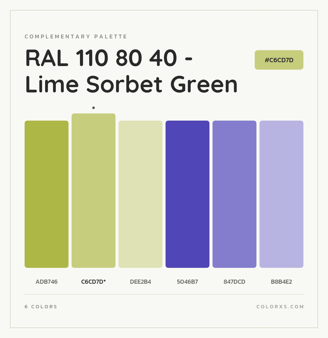 RAL 110 80 40 - Lime Sorbet Green - Complementary Color Palette