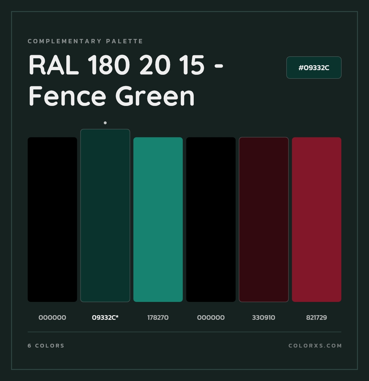 RAL 180 20 15 - Fence Green - Complementary Color Palette