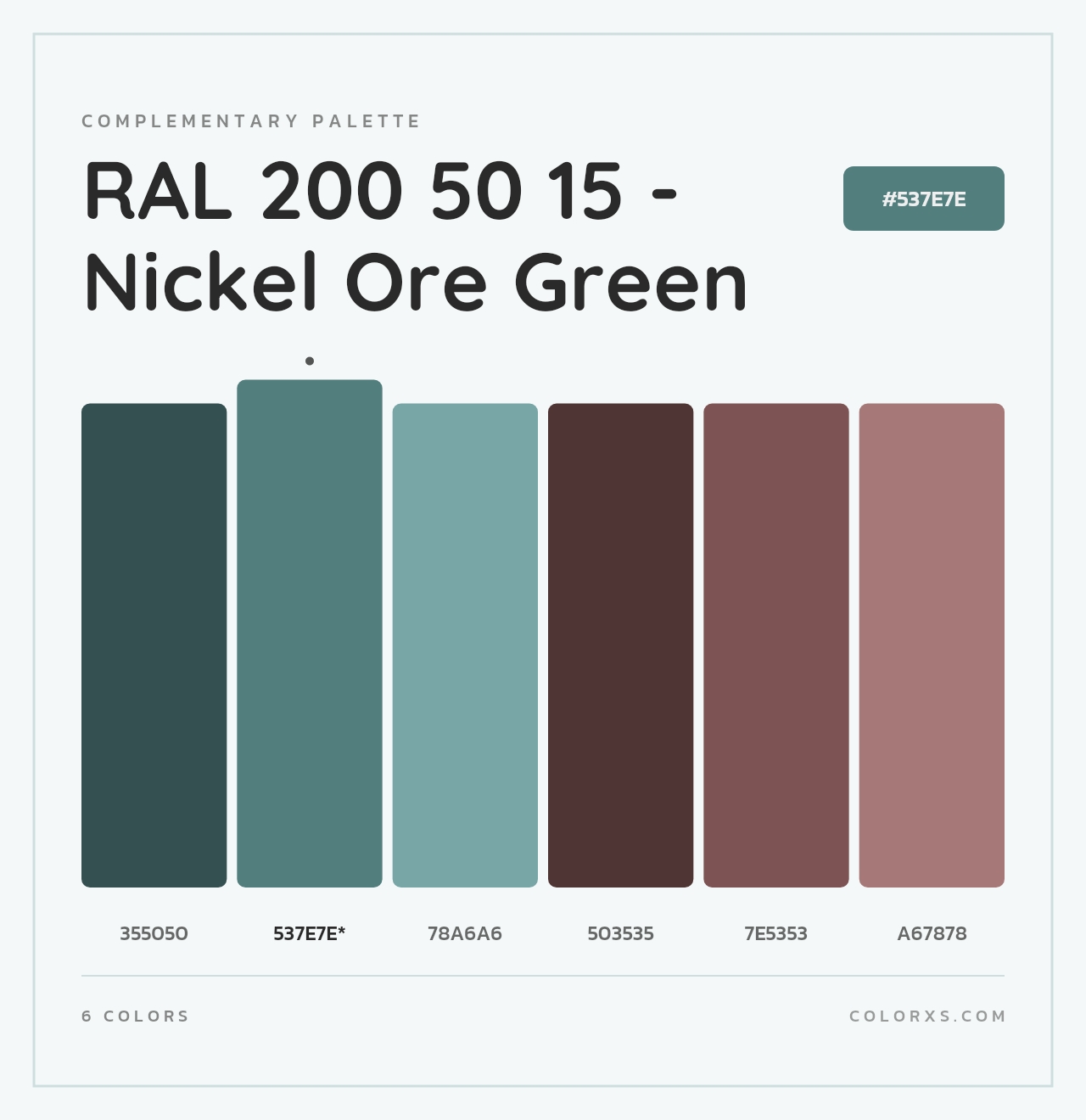 RAL 200 50 15 - Nickel Ore Green - Complementary Color Palette