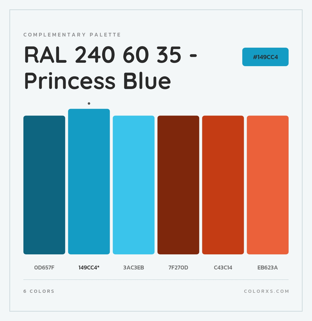 RAL 240 60 35 - Princess Blue - Complementary Color Palette