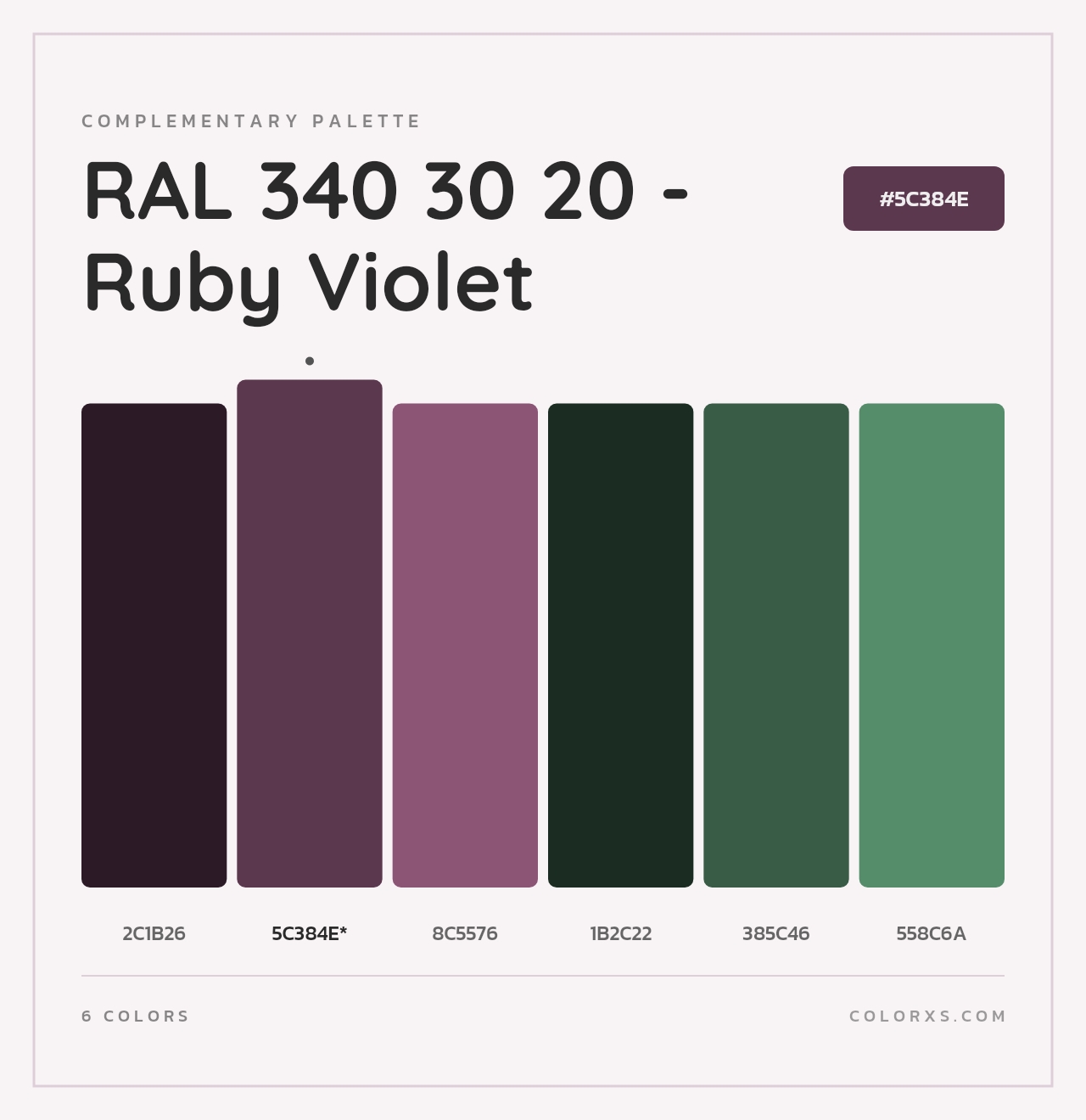 RAL 340 30 20 - Ruby Violet - Complementary Color Palette