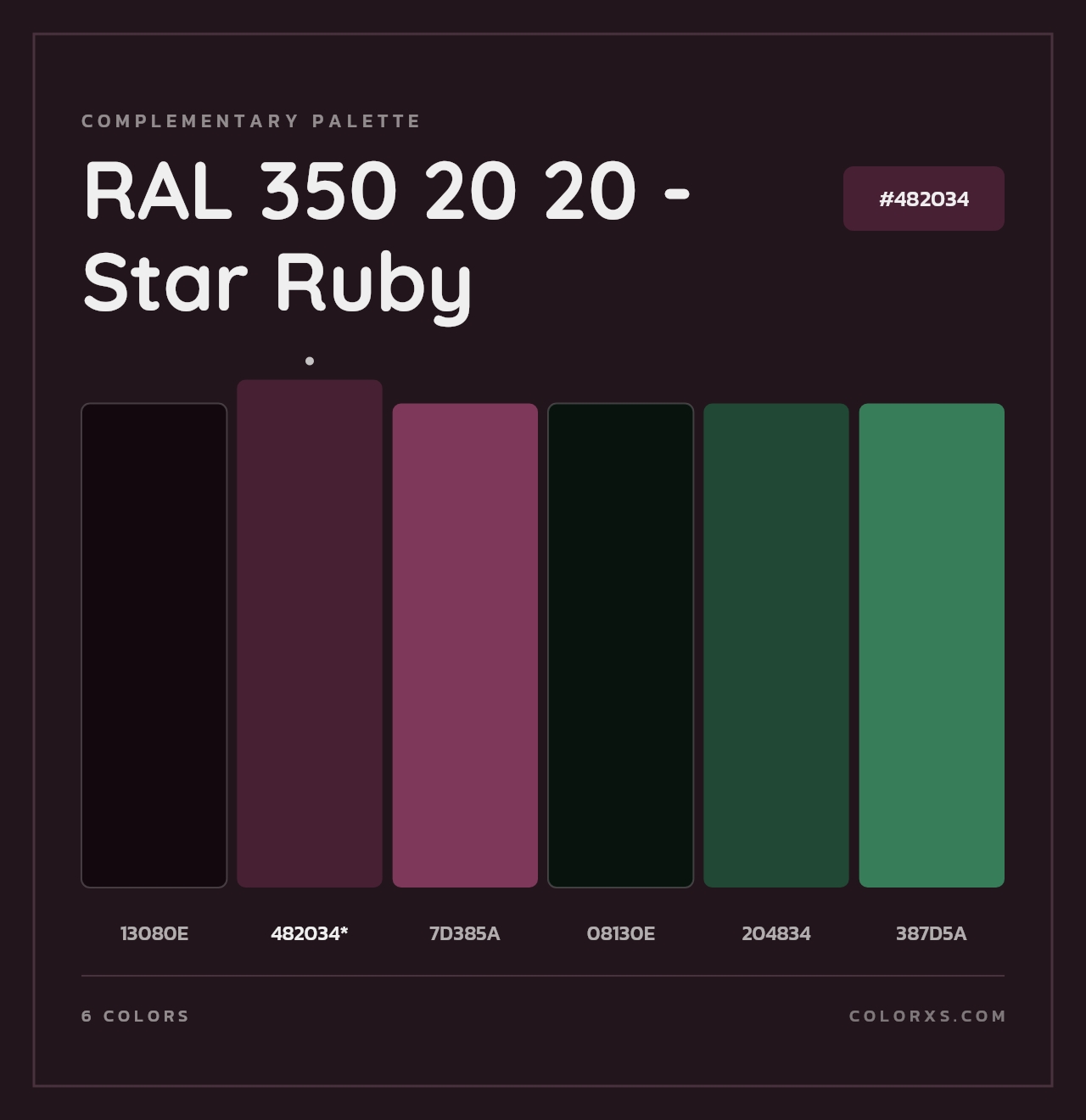 RAL 350 20 20 - Star Ruby - Complementary Color Palette