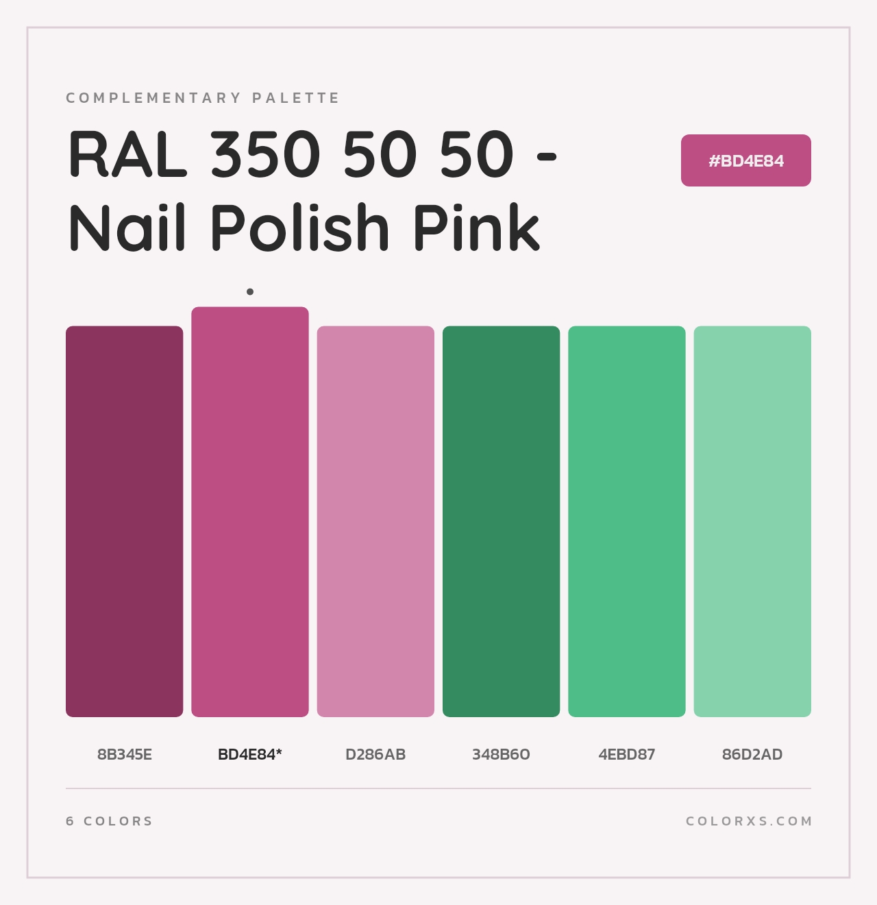 RAL 350 50 50 - Nail Polish Pink - Complementary Color Palette
