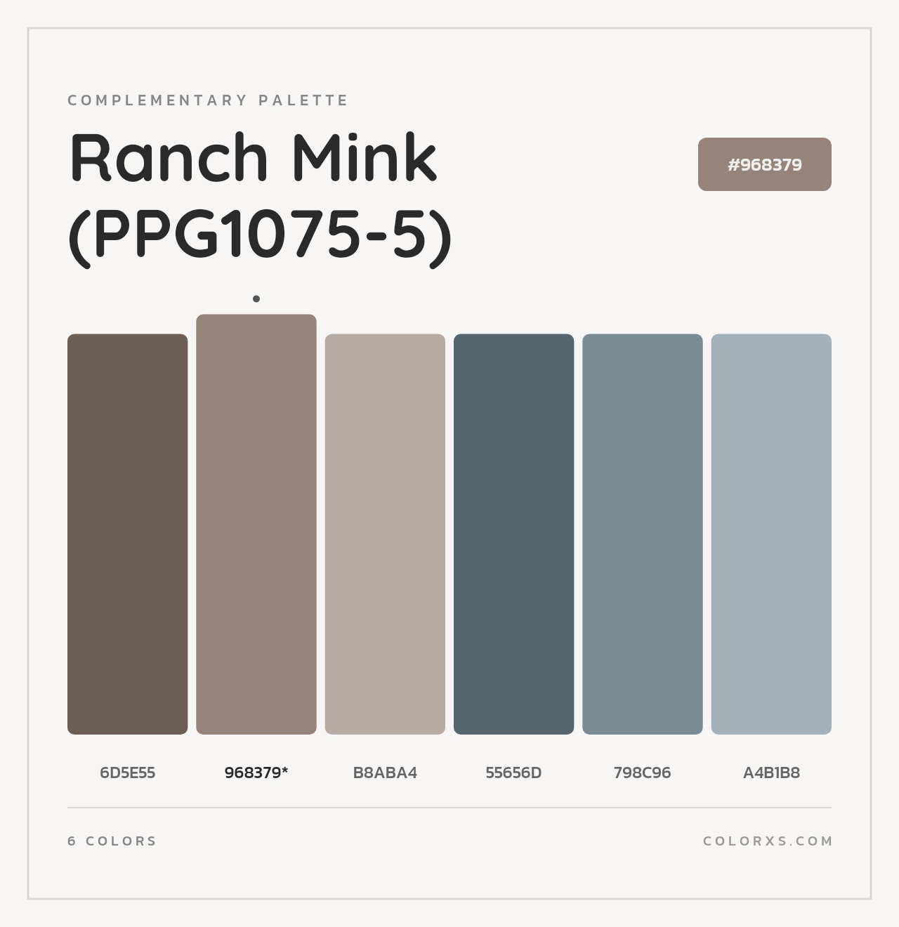 Ranch Mink (PPG1075-5) - Complementary Color Palette