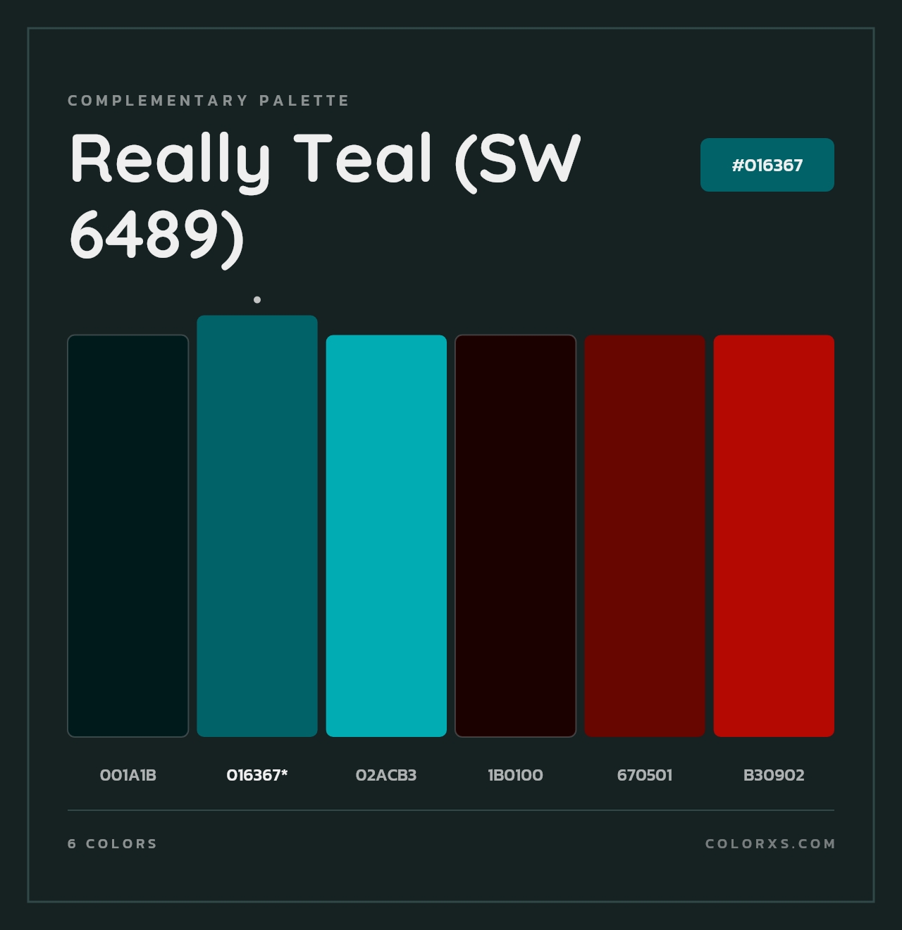 Really Teal (SW 6489) - Complementary Color Palette
