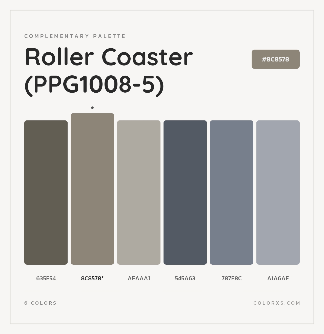 Roller Coaster (PPG1008-5) - Complementary Color Palette