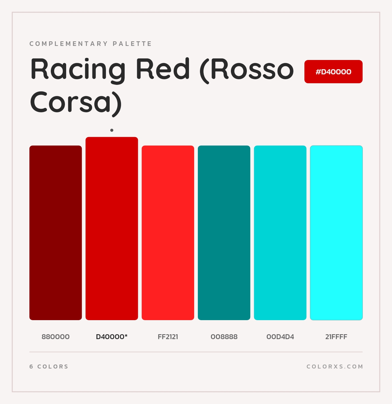 Racing Red (Rosso Corsa) - Complementary Color Palette