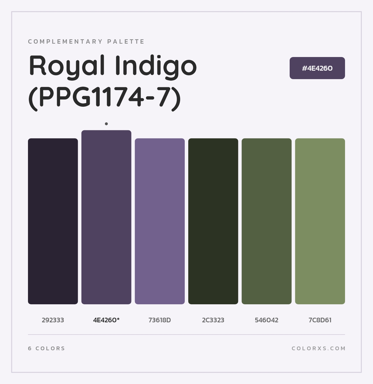 Royal Indigo (PPG1174-7) - Complementary Color Palette