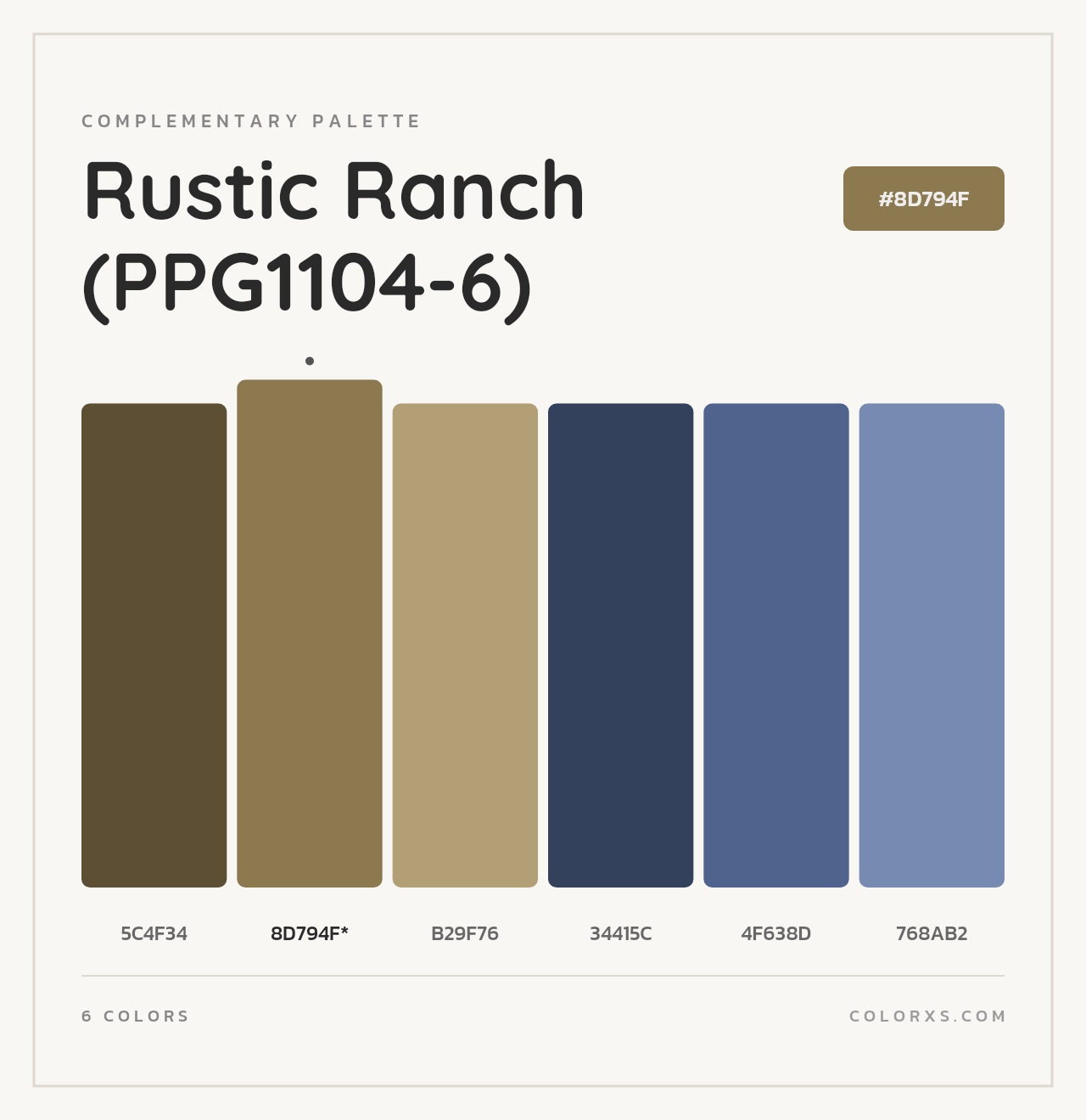 Rustic Ranch (PPG1104-6) - Complementary Color Palette