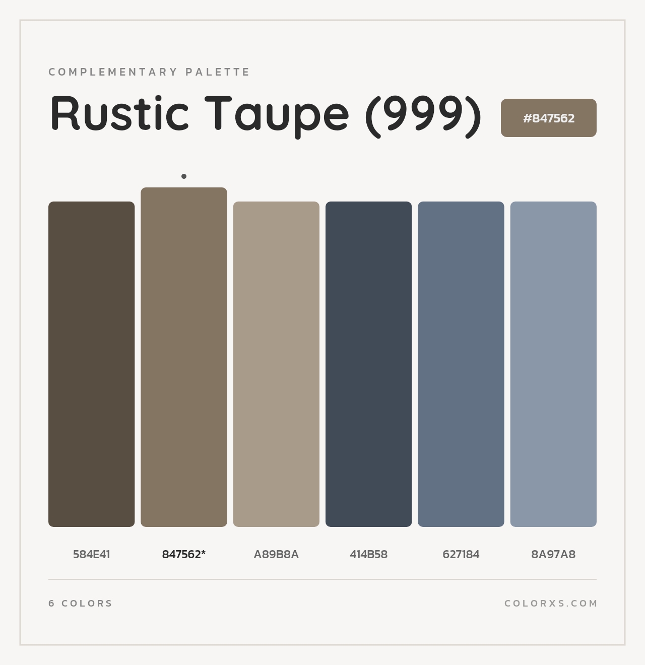 Rustic Taupe (999) - Complementary Color Palette