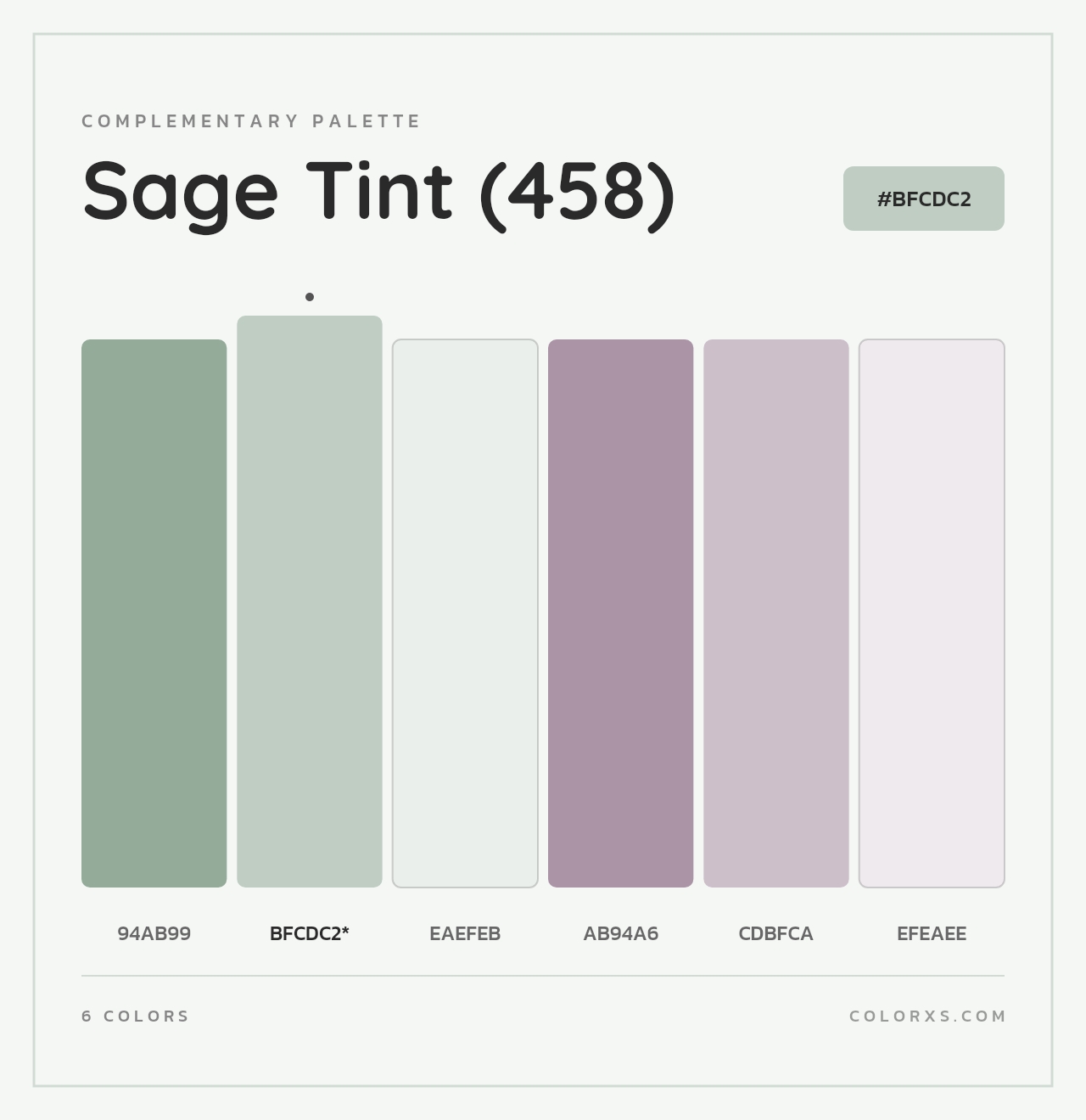 Sage Tint (458) - Complementary Color Palette