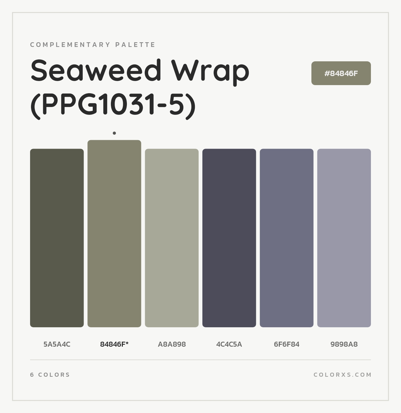 Seaweed Wrap (PPG1031-5) - Complementary Color Palette