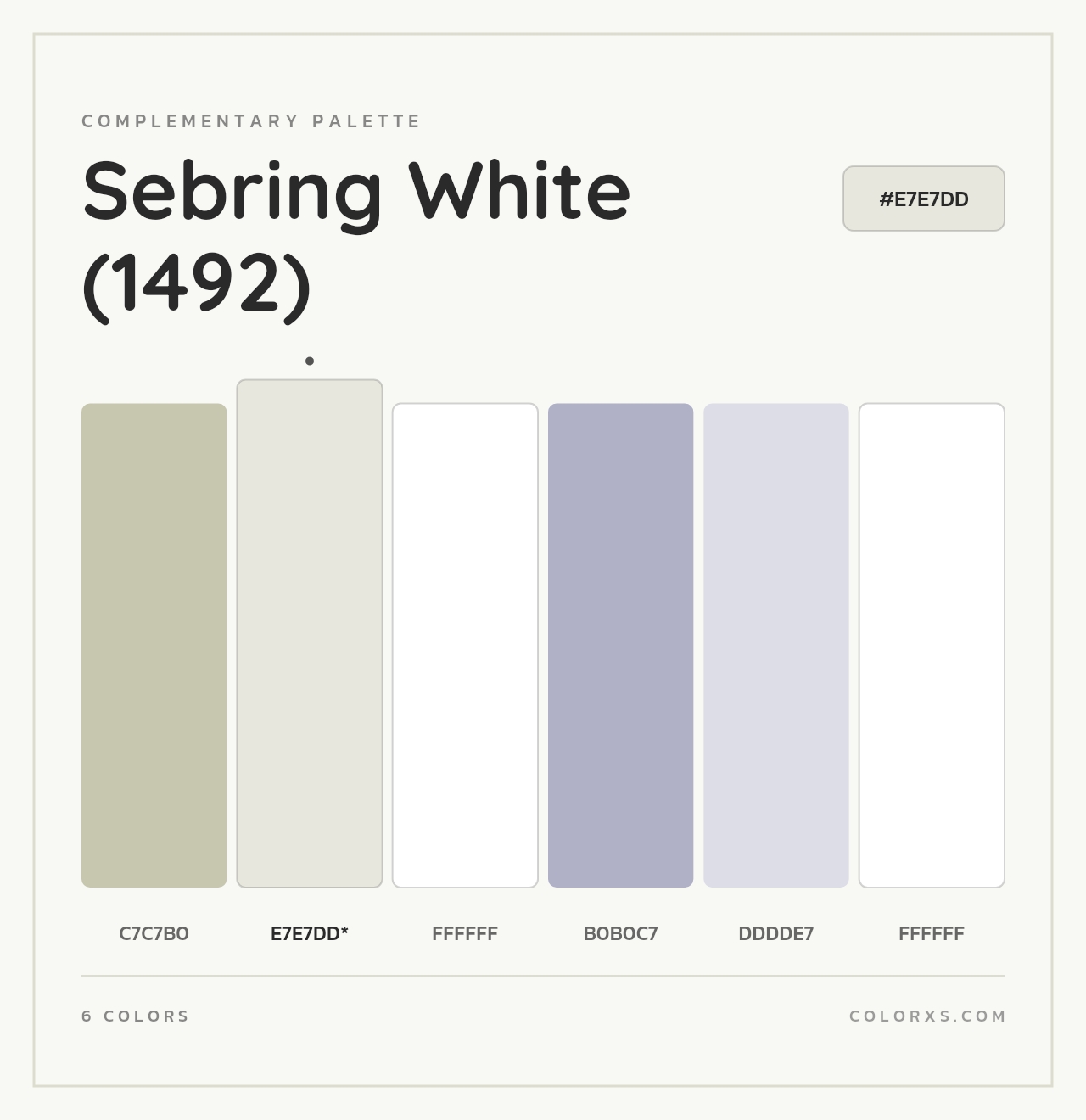 Sebring White (1492) - Complementary Color Palette