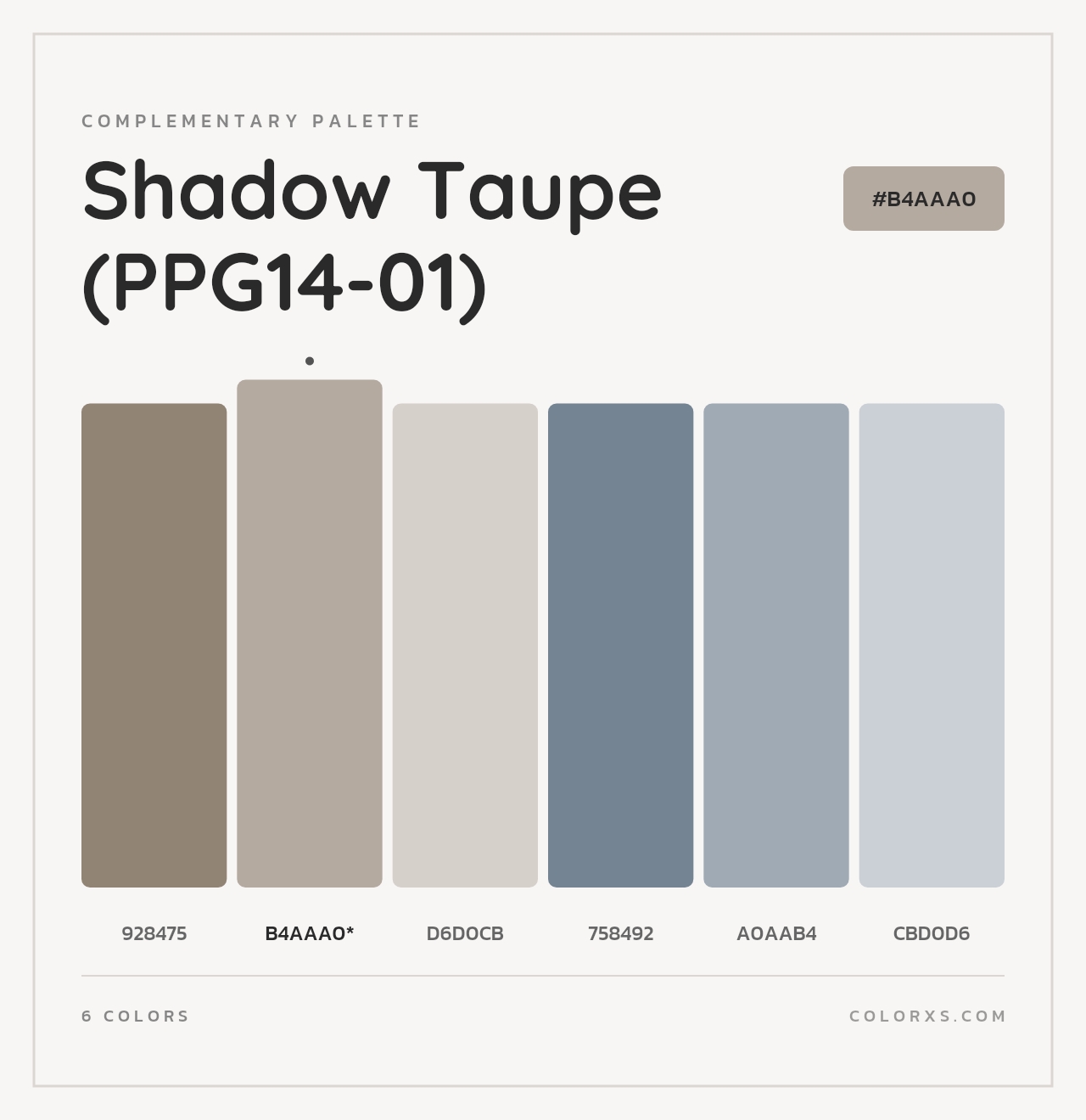 Shadow Taupe (PPG14-01) - Complementary Color Palette
