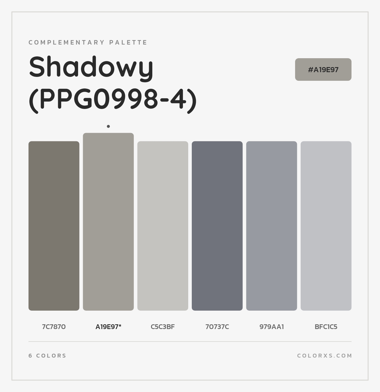 Shadowy (PPG0998-4) - Complementary Color Palette