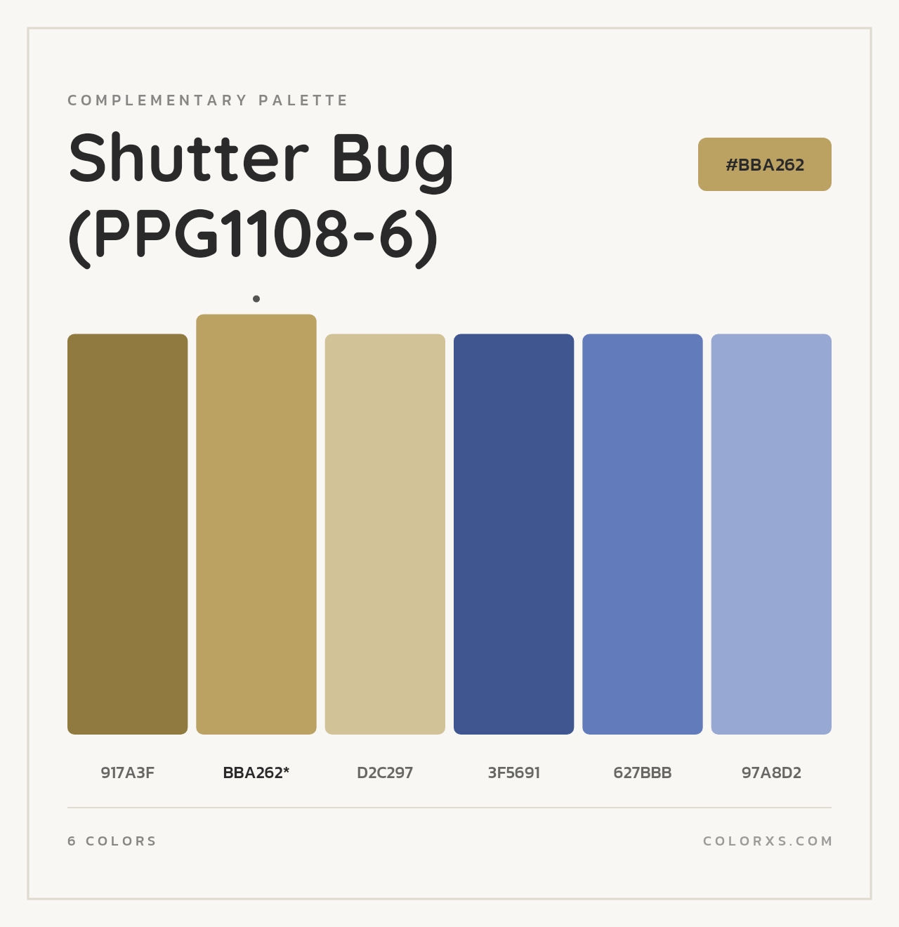 Shutter Bug (PPG1108-6) - Complementary Color Palette