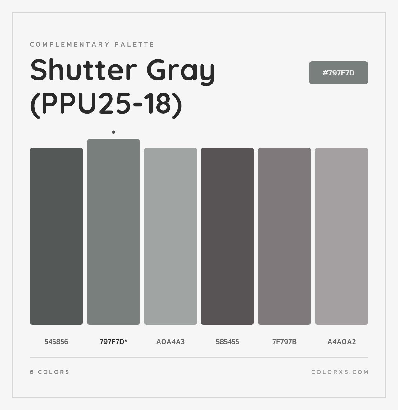Shutter Gray (PPU25-18) - Complementary Color Palette
