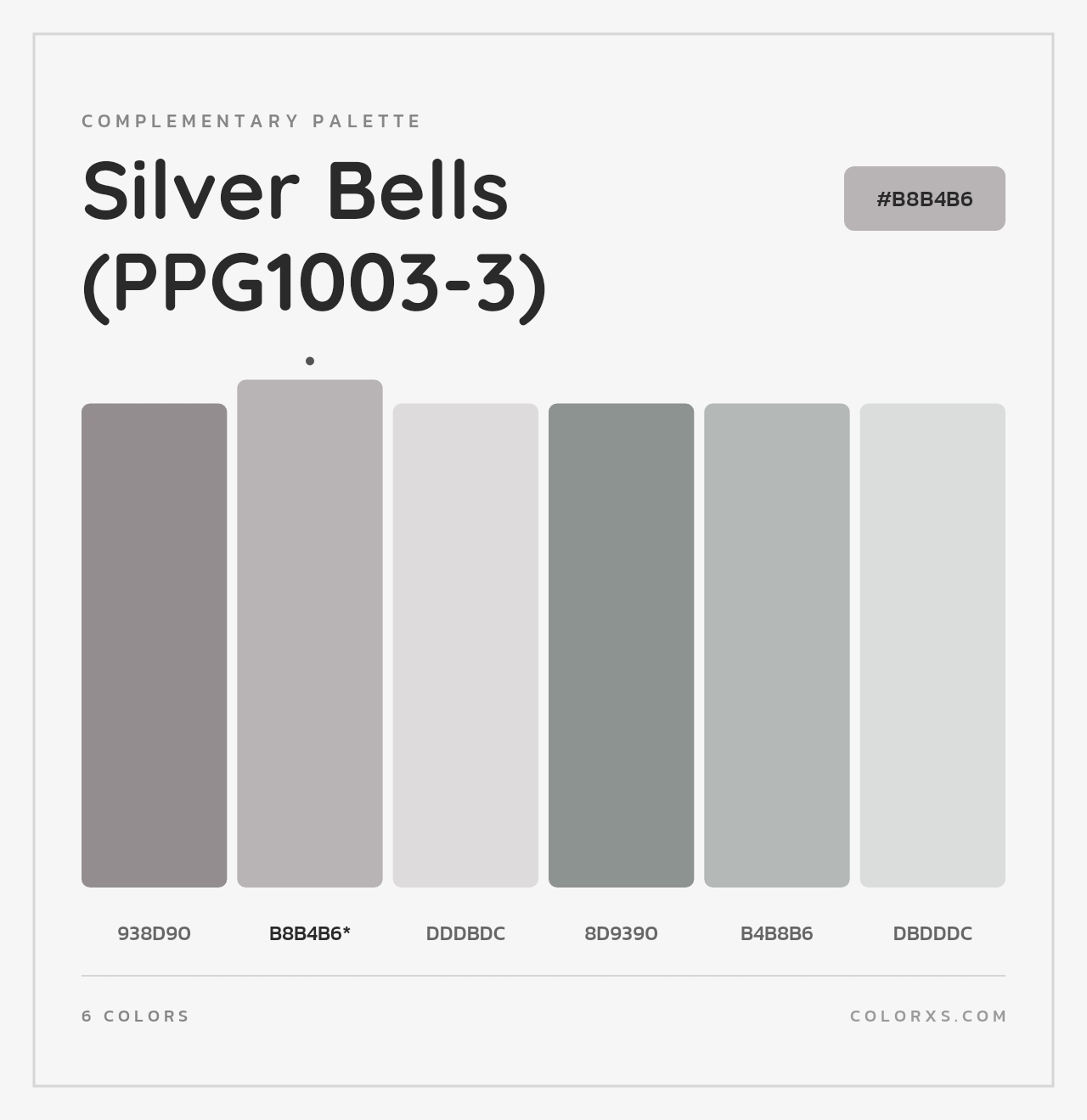 Silver Bells (PPG1003-3) - Complementary Color Palette