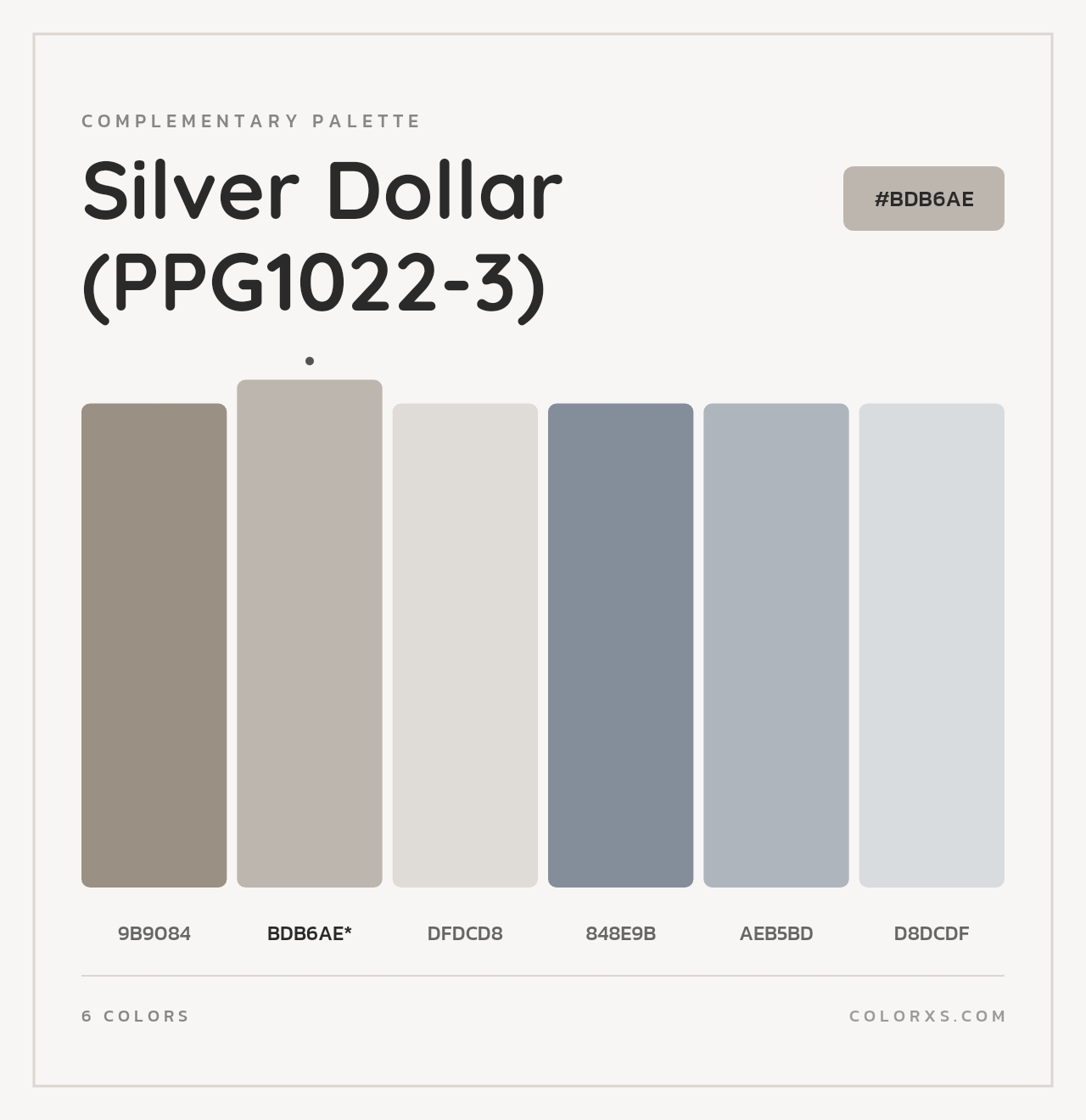 Silver Dollar (PPG1022-3) - Complementary Color Palette