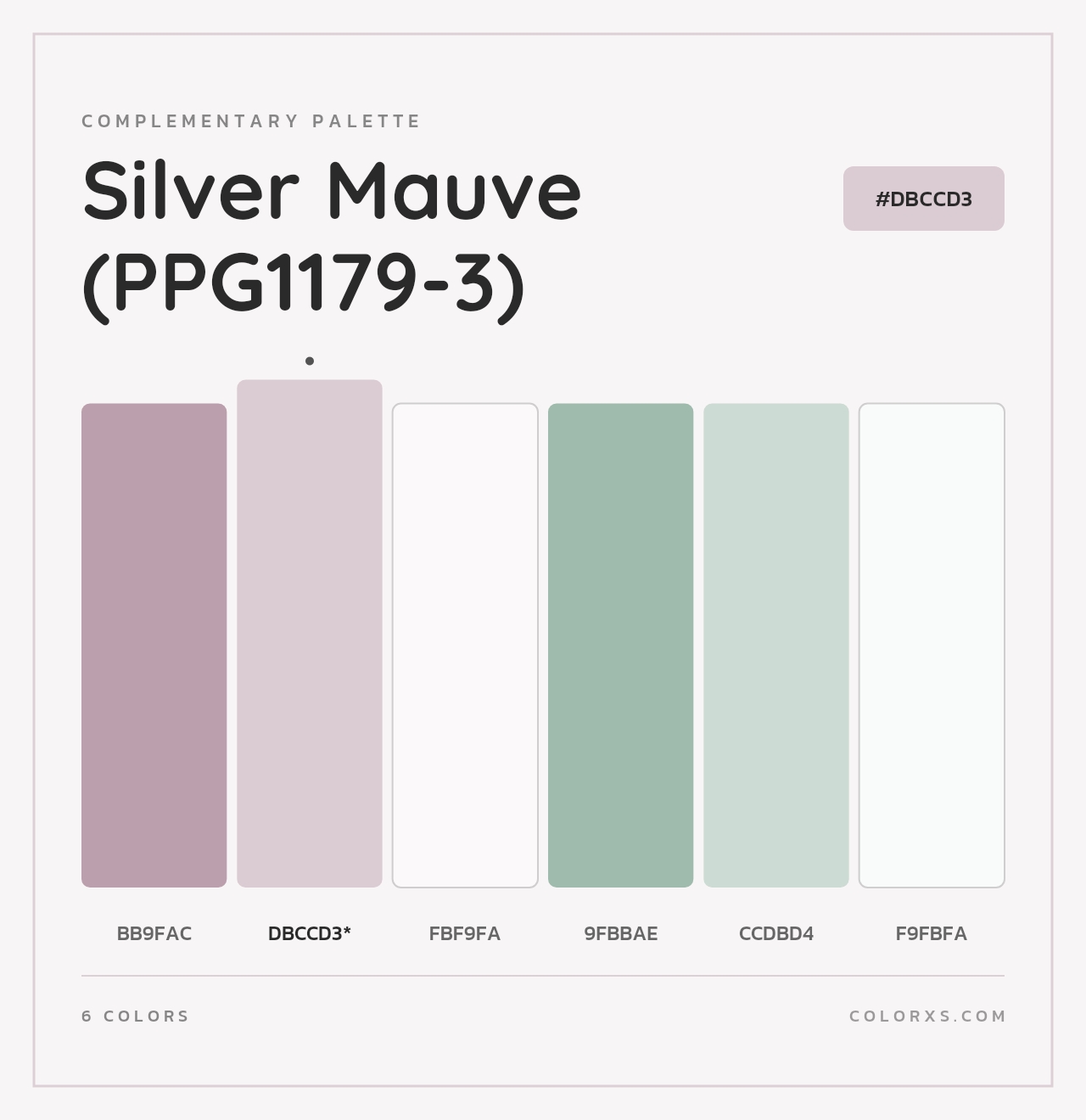 Silver Mauve (PPG1179-3) - Complementary Color Palette