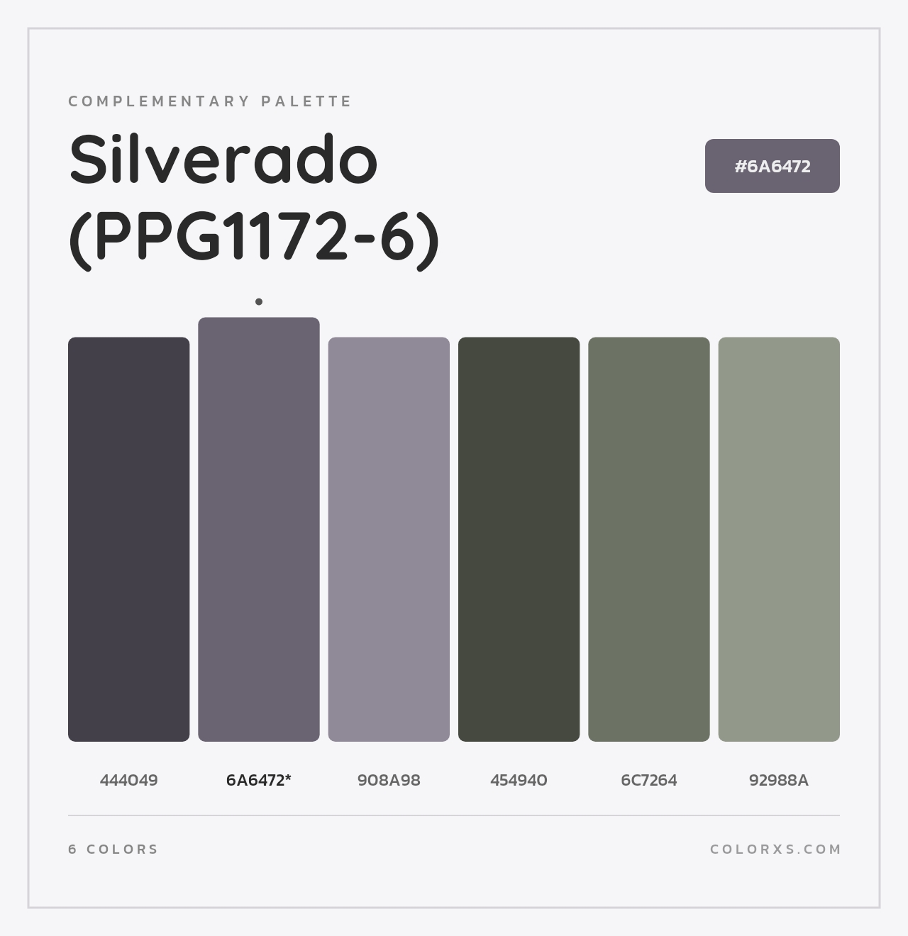 Silverado (PPG1172-6) - Complementary Color Palette