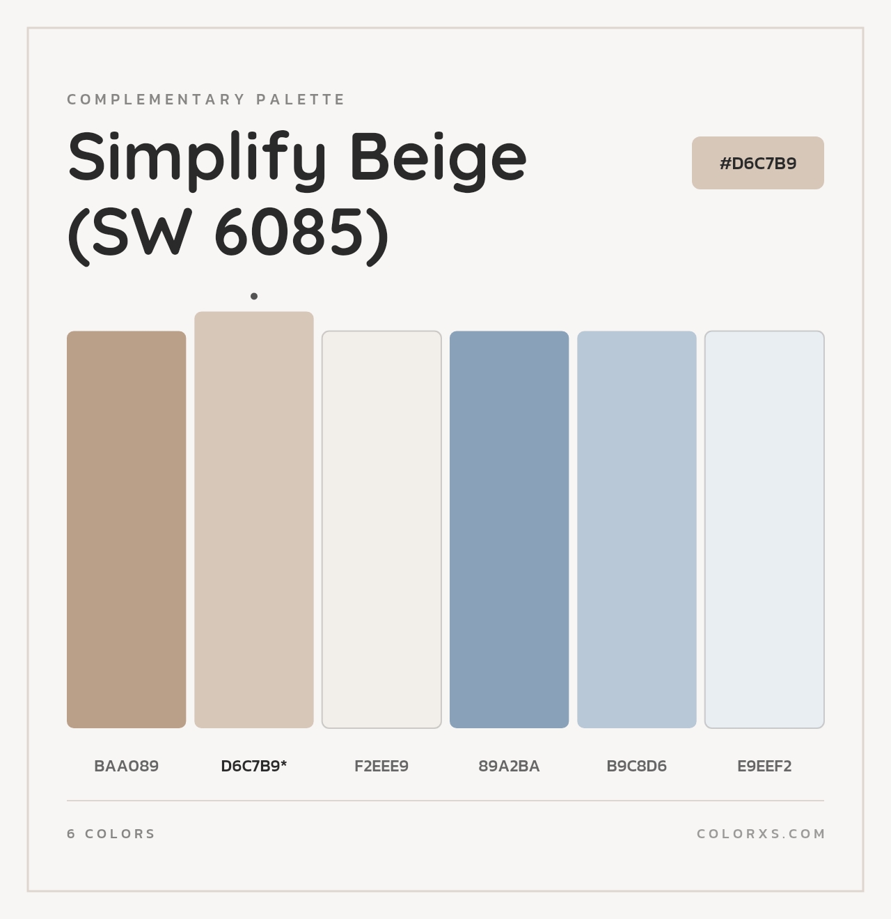 Simplify Beige (SW 6085) - Complementary Color Palette
