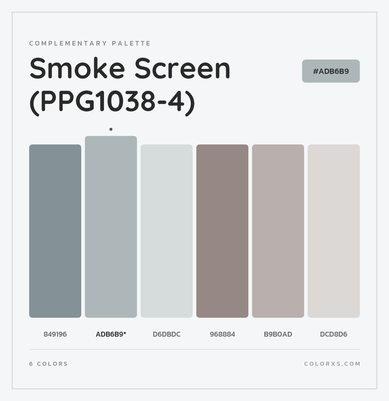 Smoke Screen (PPG1038-4) - Complementary Color Palette