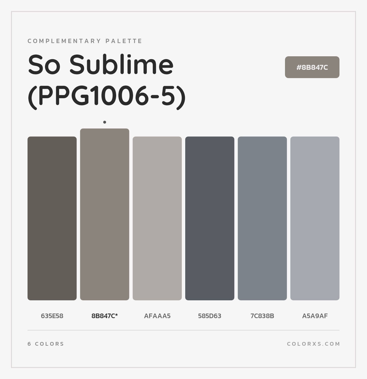 So Sublime (PPG1006-5) - Complementary Color Palette