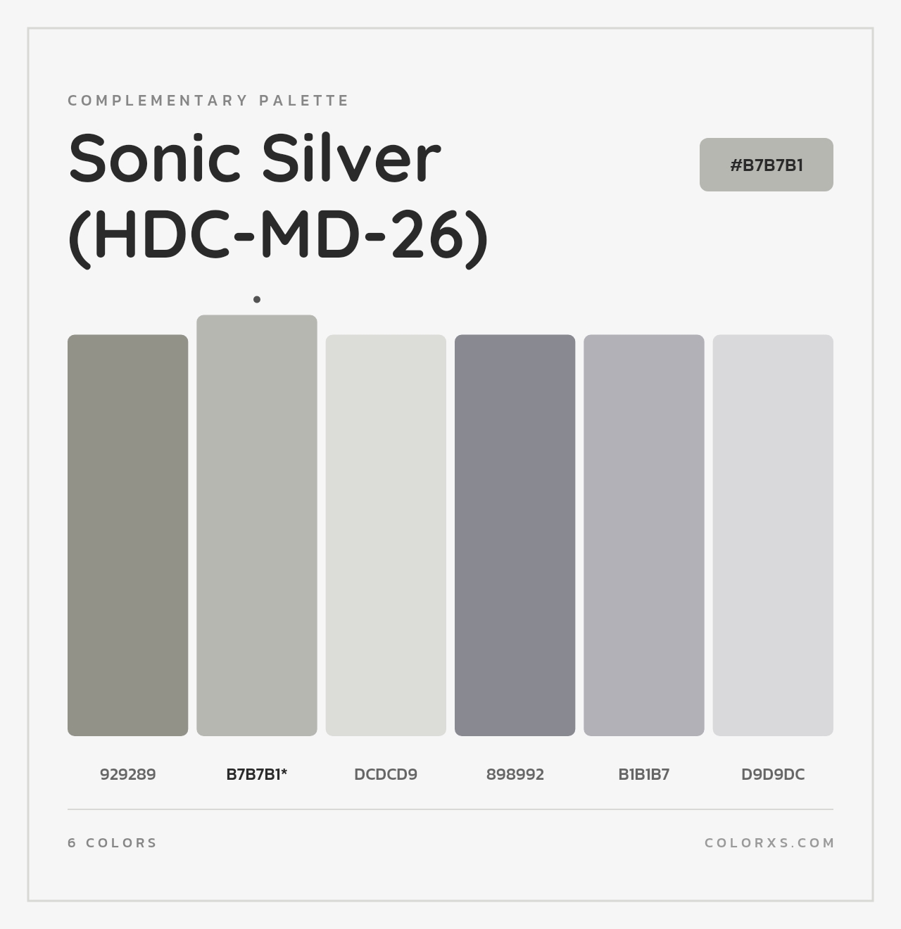 Sonic Silver (HDC-MD-26) - Complementary Color Palette