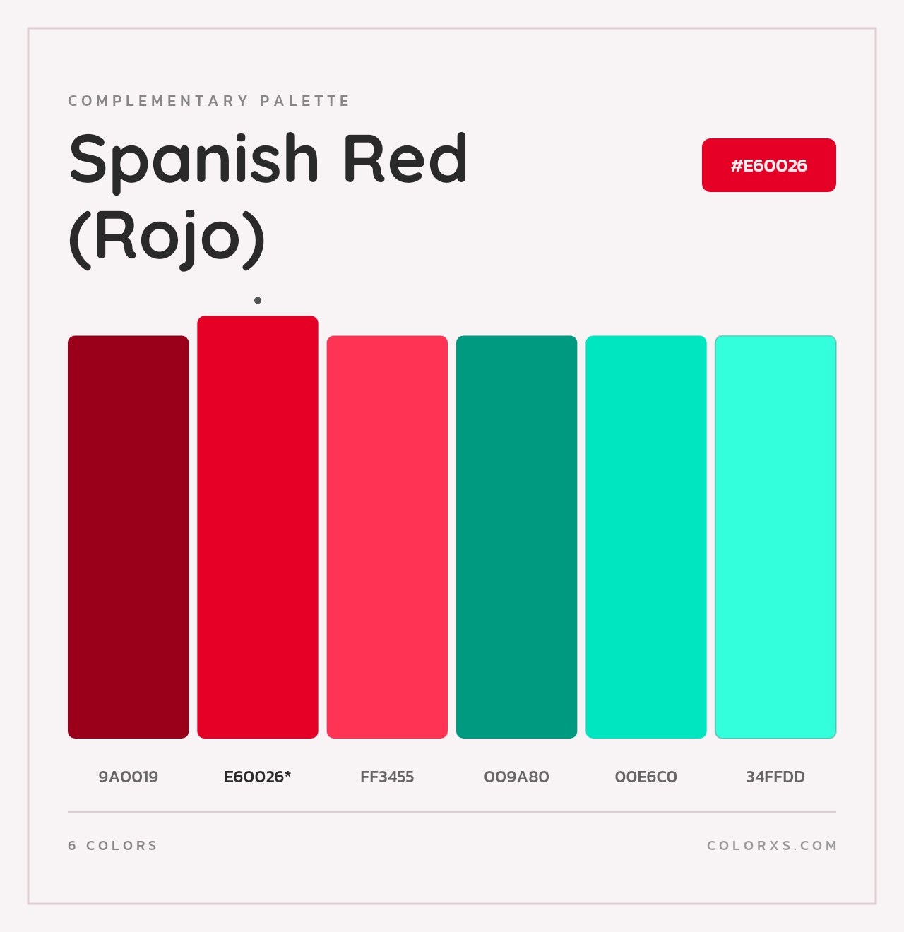 Spanish Red (Rojo) - Complementary Color Palette