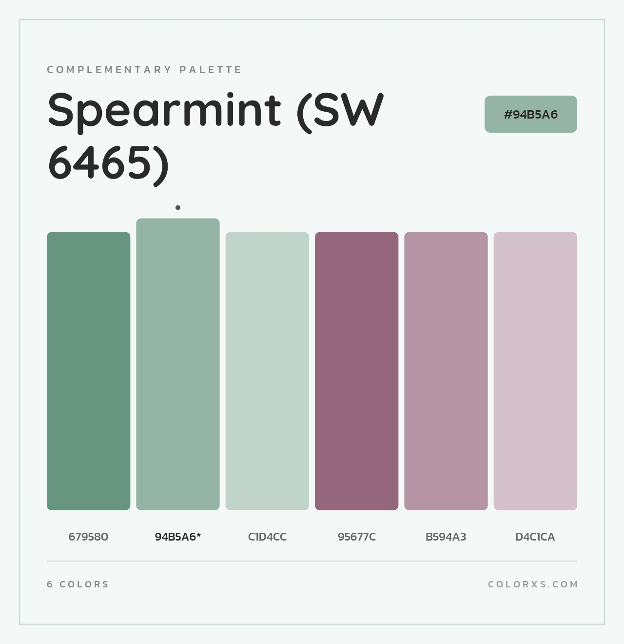 Spearmint (SW 6465) - Complementary Color Palette