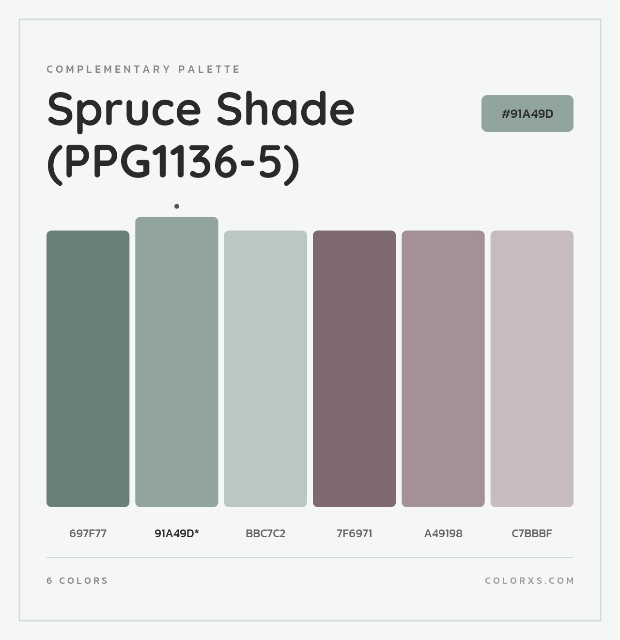 Spruce Shade (PPG1136-5) - Complementary Color Palette