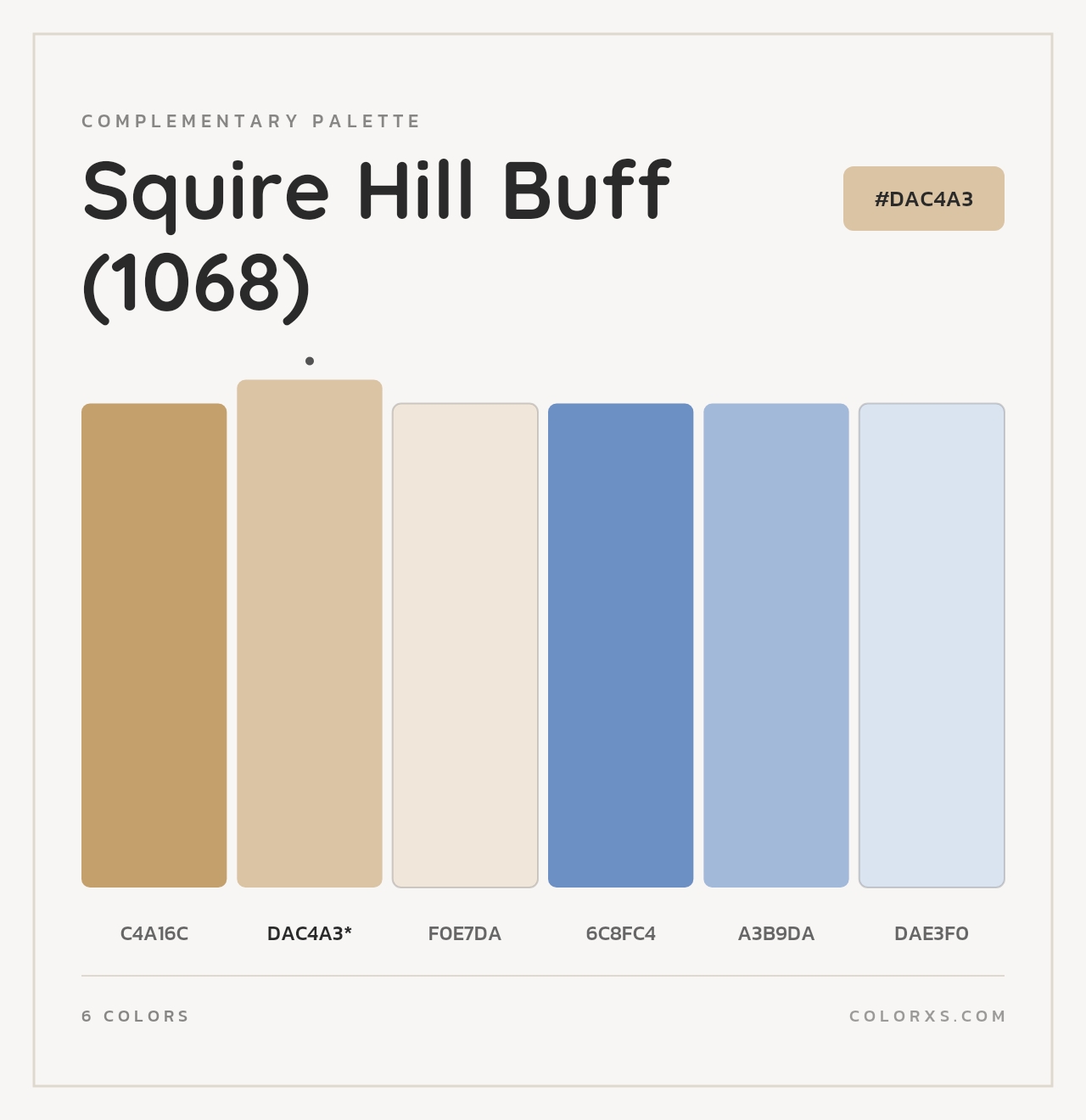 Squire Hill Buff (1068) - Complementary Color Palette