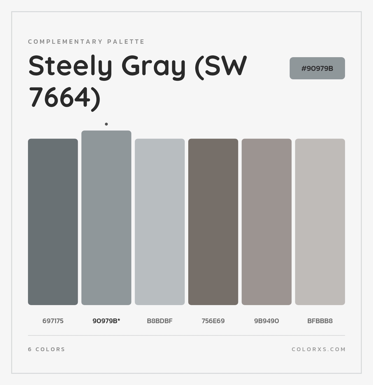 Steely Gray (SW 7664) - Complementary Color Palette
