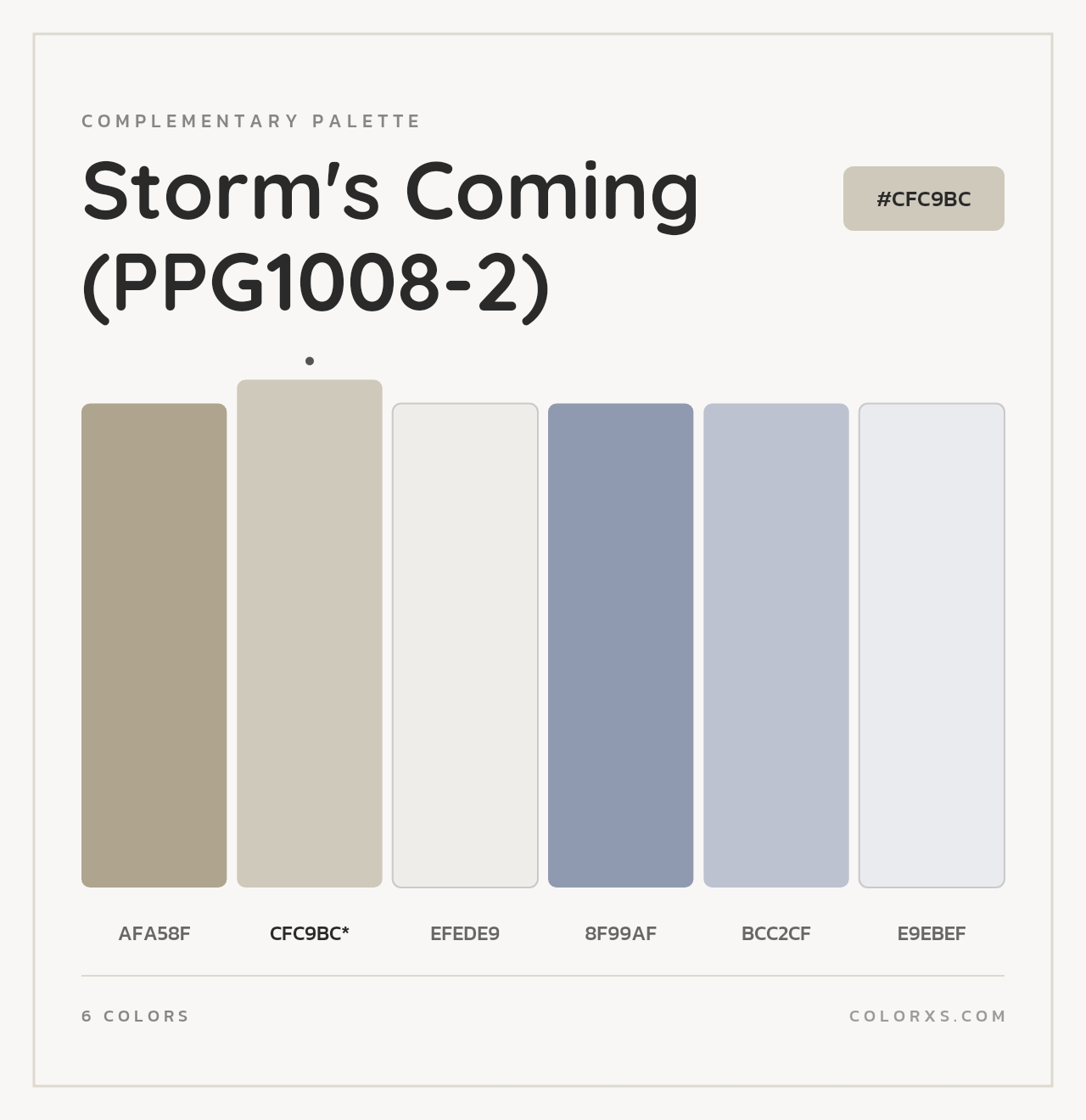 Storm's Coming (PPG1008-2) - Complementary Color Palette