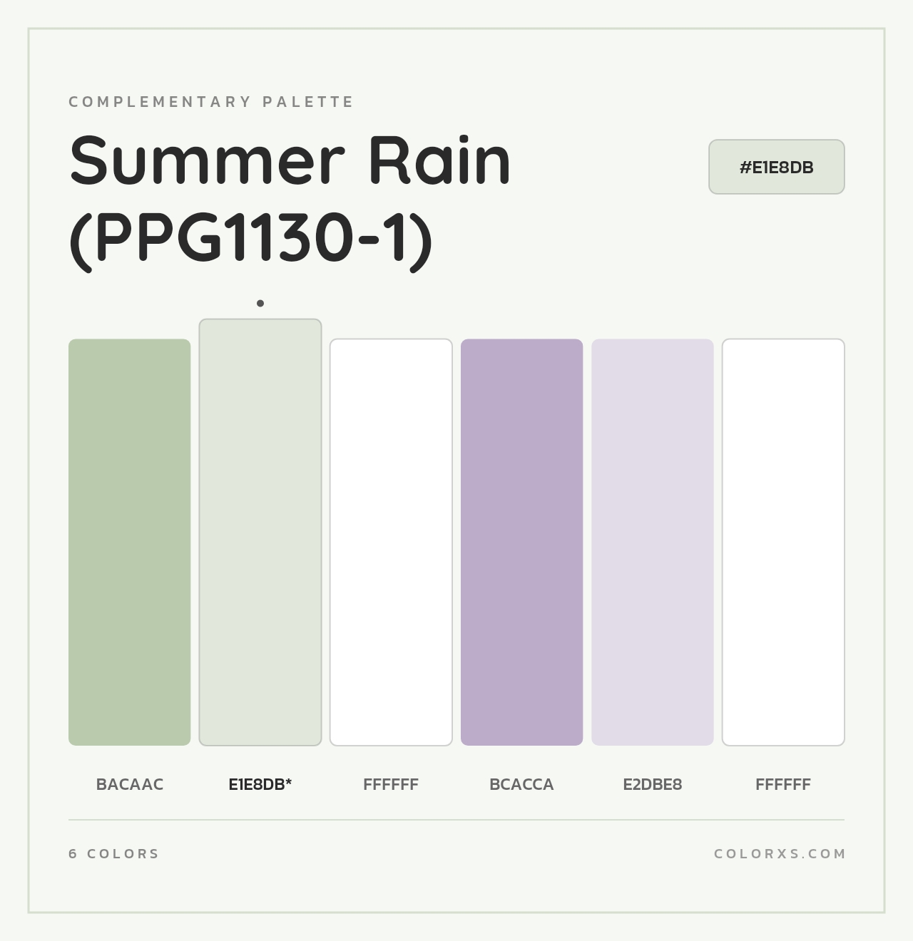 Summer Rain (PPG1130-1) - Complementary Color Palette