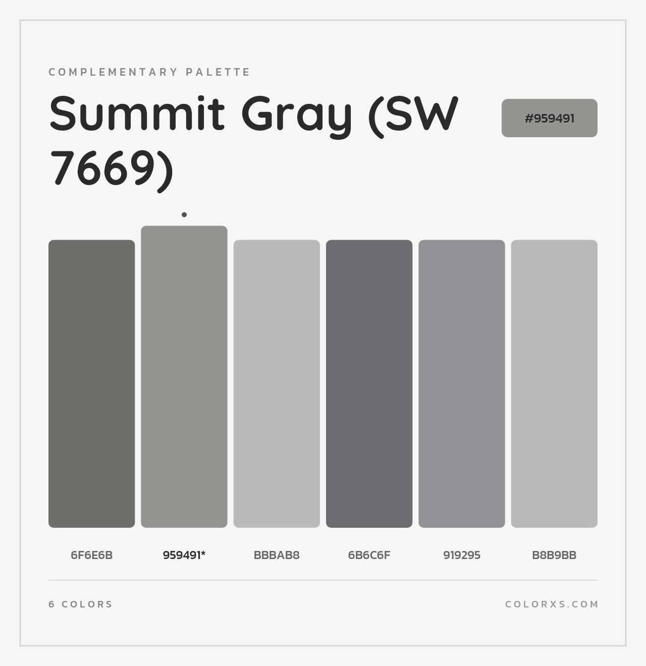 Summit Gray (SW 7669) - Complementary Color Palette