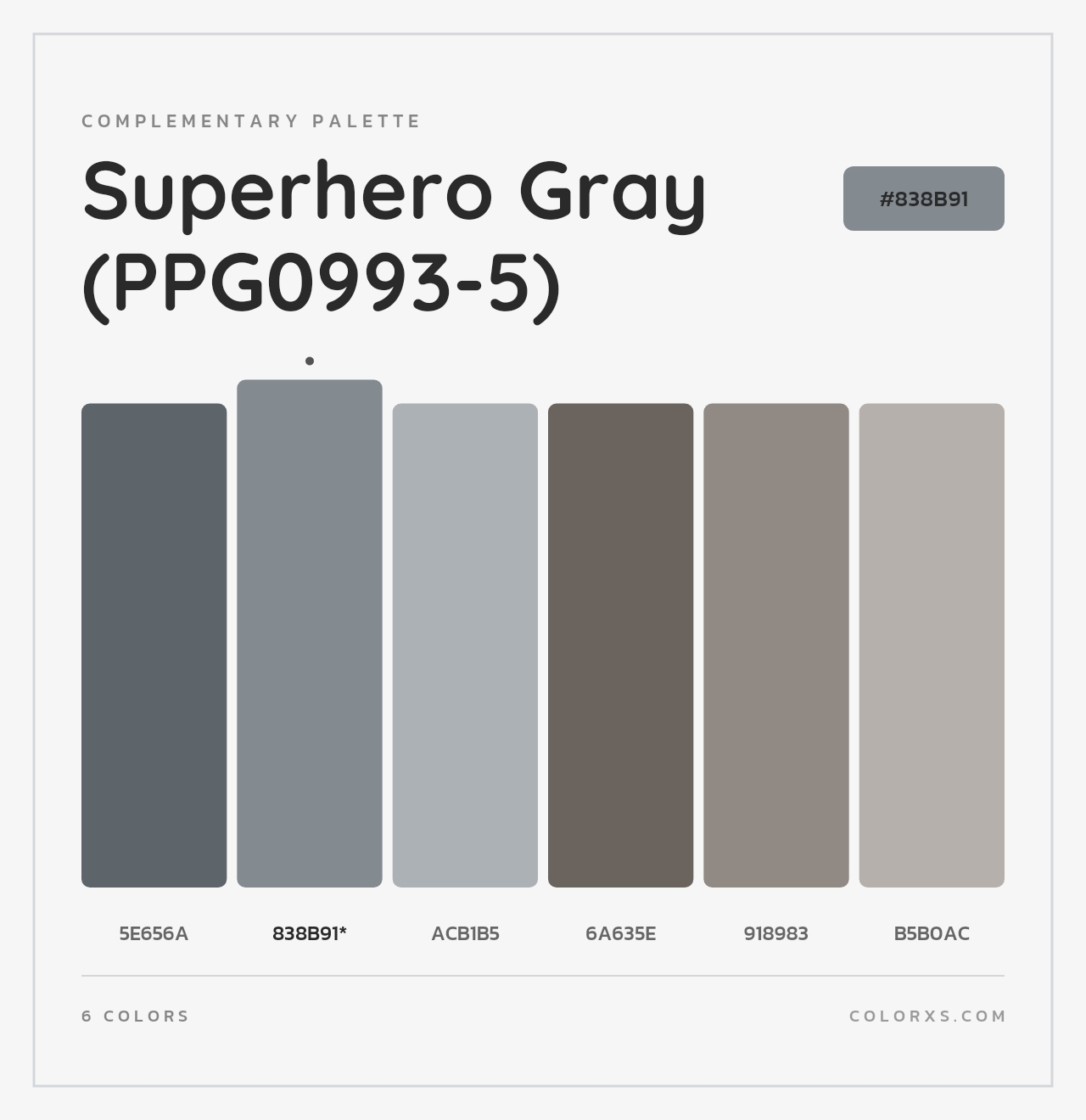 Superhero Gray (PPG0993-5) - Complementary Color Palette