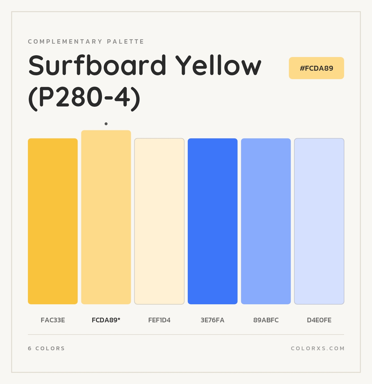 Surfboard Yellow (P280-4) - Complementary Color Palette