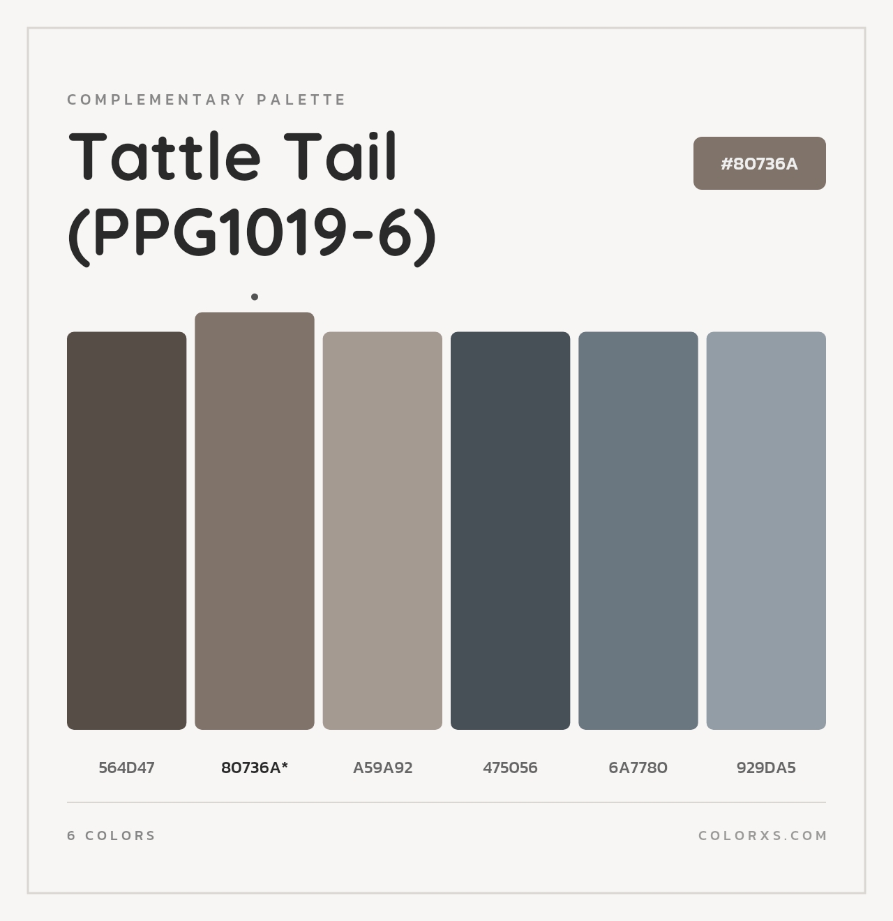 Tattle Tail (PPG1019-6) - Complementary Color Palette